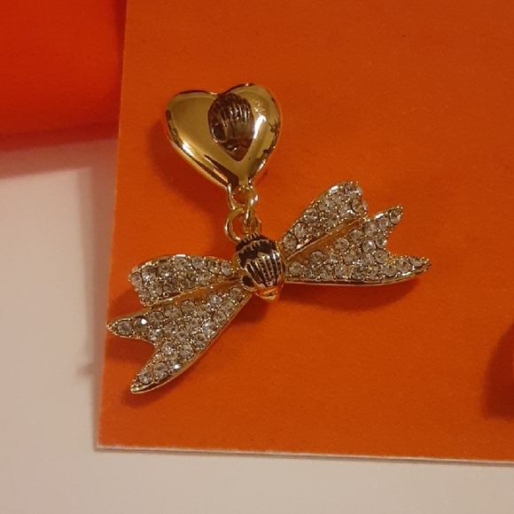 Kurt Geiger Bow and Rainbow Gold Accent Heart Earrings - Picture 8 of 17